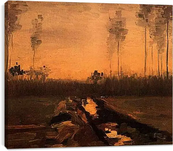 Постер на подрамнике - Landscape at Dusk. Винсент Ван Гог