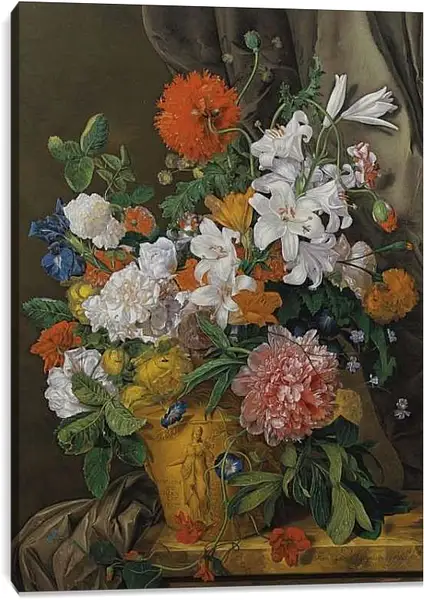 Постер на подрамнике - Натюрморт с цветами в вазе. Ян ван Хёйсум