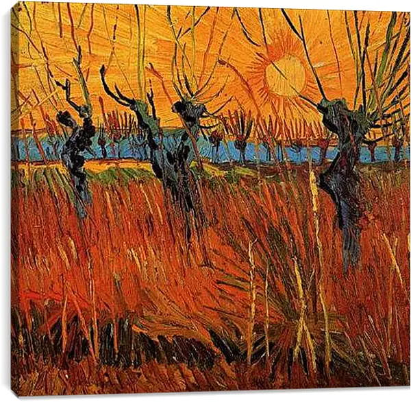 Постер на подрамнике - Willows at Sunset. Винсент Ван Гог