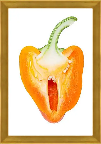 Картина в раме - Болгарский перец в разрезе, на белом фоне