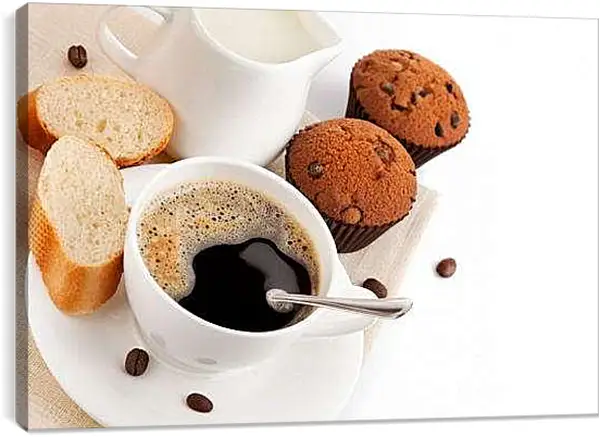 Постер на подрамнике - Кофе и кекс. Утреннее угощение.