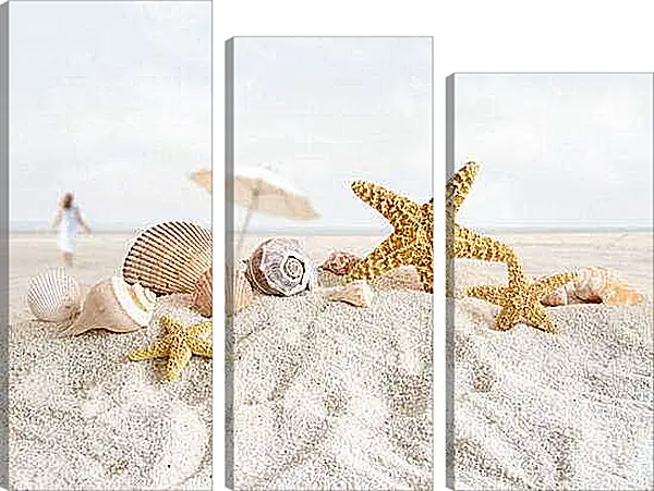 Модульная картина - Пляж и морские звезды