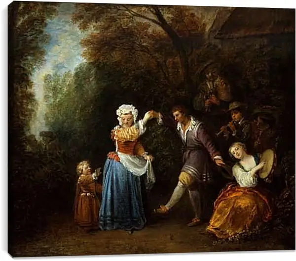 Постер на подрамнике - The Country Dance. Жан Антуан Ватто