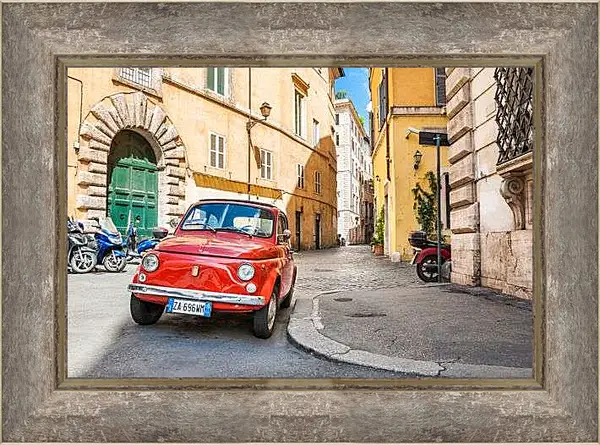 Картина в раме - Fiat Nuova 500 на улице Рима