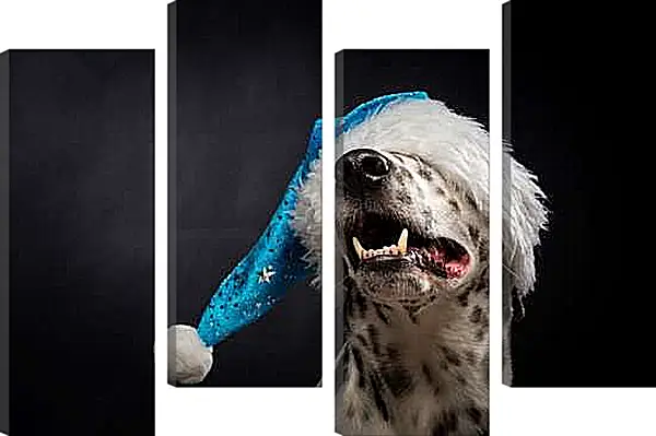 Модульная картина - Далматин в новогодней шапке