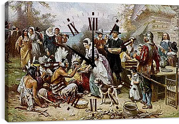 Часы картина - The First Thanksgiving. Жан-Леон Жером
