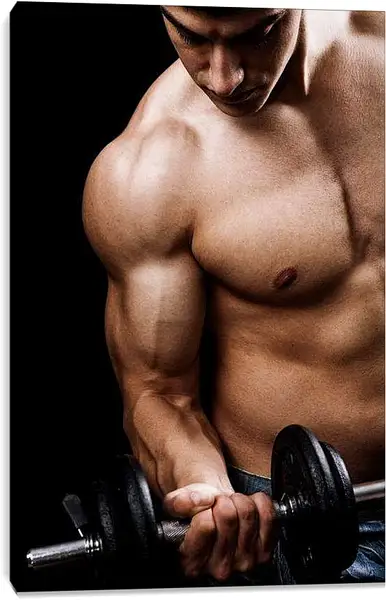 Постер на подрамнике - Спортсмен с гантелей