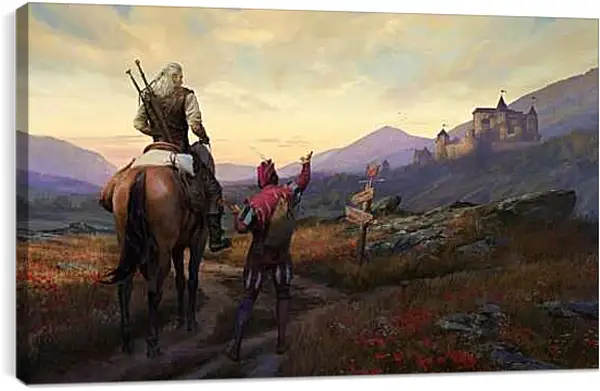 Постер на подрамнике - The Witcher (Ведьмак), Геральт и Лютик