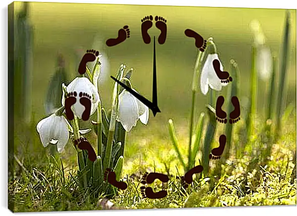 Часы картина - Подснежники весной