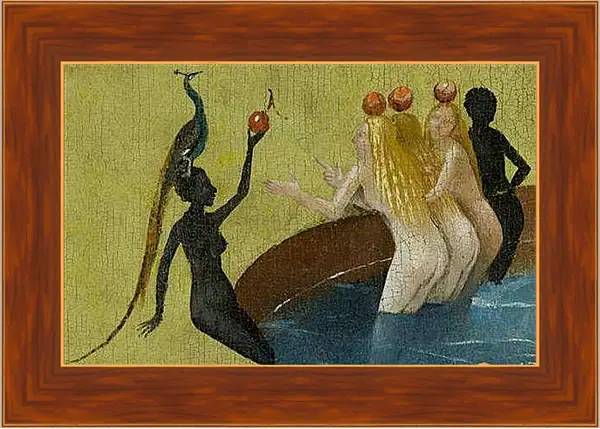 Картина в раме - Women with peacock. Иероним Босх