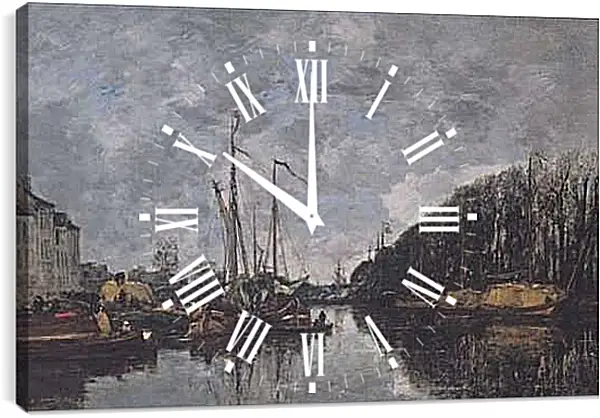 Часы картина - Kanal an der Allee Verte in Brussel. Эжен Буден