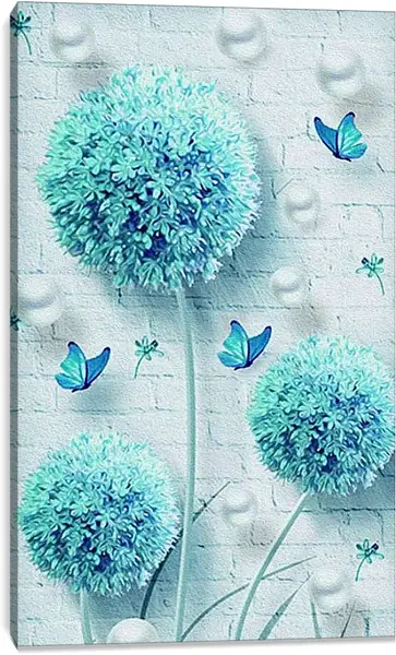 Постер на подрамнике - Бабочки и цветы