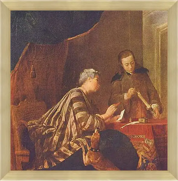 Картина в раме - Lady Sealing a Letter. Жан Батист Симеон Шарден