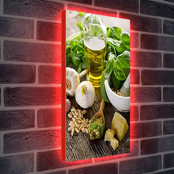 Лайтбокс световая панель - Будующий соус Песто. Итальянская Кухня.