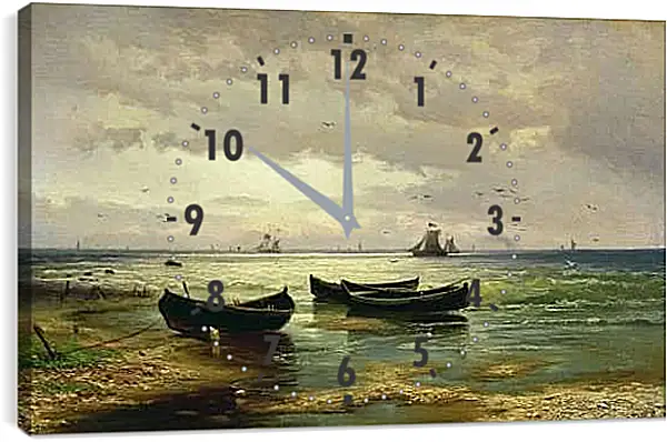 Часы картина - Взморье. Рыбацкие лодки. Ефим Волков