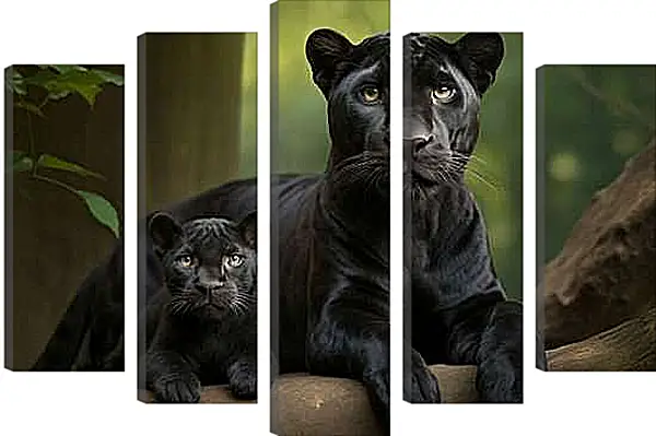 Модульная картина - Пантера с детёнышем