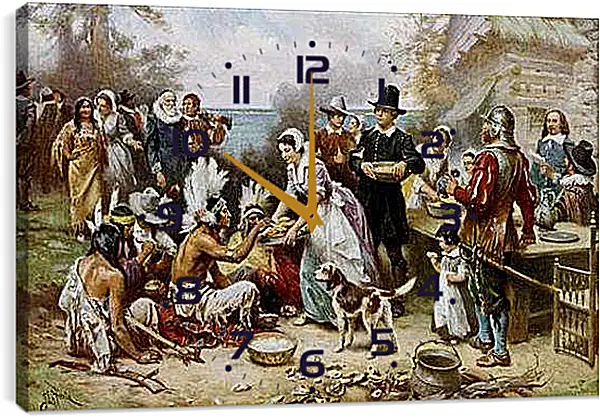 Часы картина - The First Thanksgiving. Жан-Леон Жером
