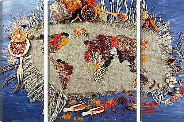 Модульная картина - Карта мира из трав и специй