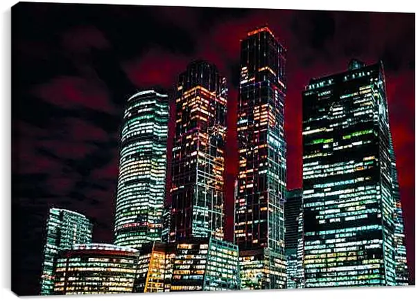 Постер на подрамнике - Огни ночного Москва-сити