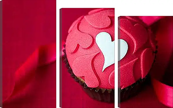 Модульная картина - Кексик с сердечками. Сладкое сердце.