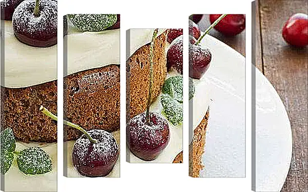 Модульная картина - Торт с вишней. Сладкое Искушение.