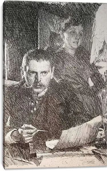 Постер на подрамнике - Zorn och hans hustru Zorn. Цорн и его жена. Андерс Цорн