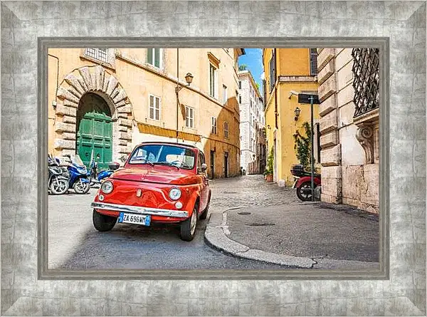 Картина в раме - Fiat Nuova 500 на улице Рима