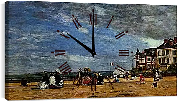 Часы картина - Der Strand von Trouville. Эжен Буден