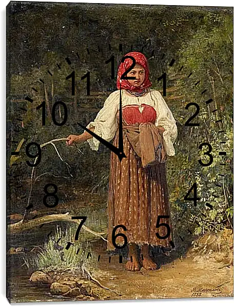Часы картина - Ферма девушка. Максимов Василий Максимович