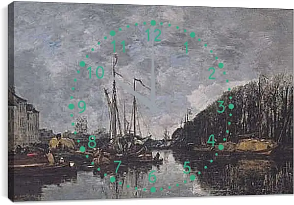 Часы картина - Kanal an der Allee Verte in Brussel. Эжен Буден