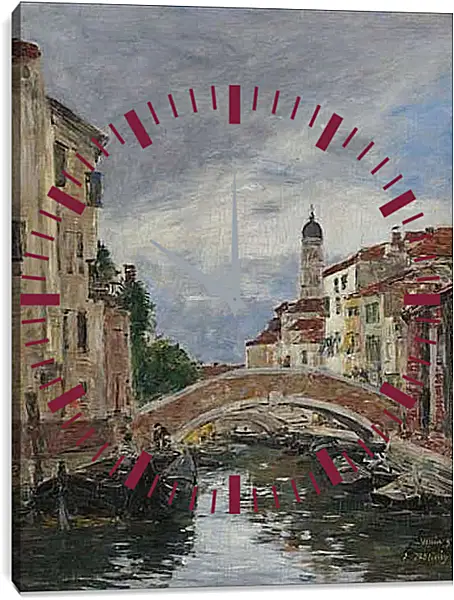 Часы картина - Small Channel in Venice, 1895. Эжен Буден