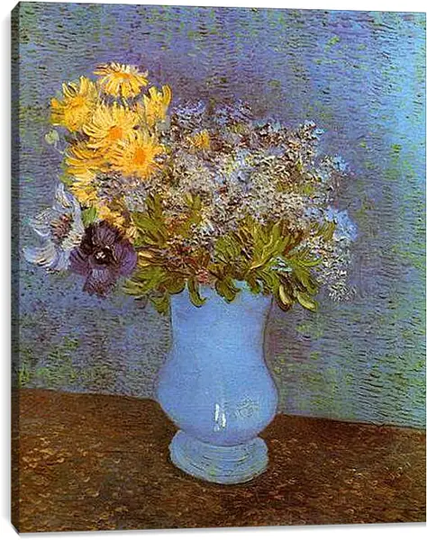 Постер на подрамнике - Vase with Lilacs, Daisies and Anemones. Винсент Ван Гог