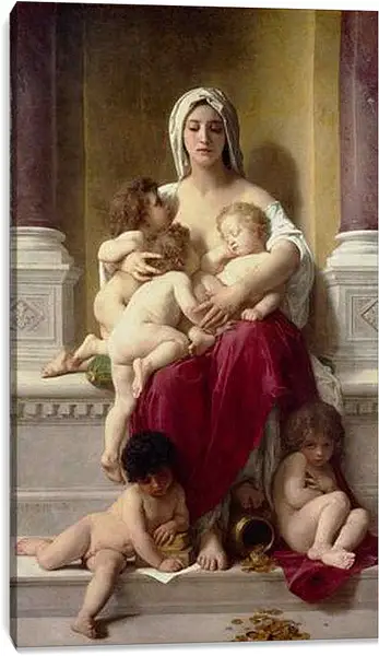 Постер на подрамнике - La Charite. Любовь. Адольф Вильям Бугро