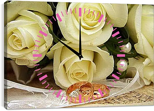 Часы картина - Свадебный букет (Розы)