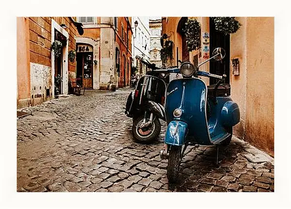Картина в раме - Vespa на старой улице