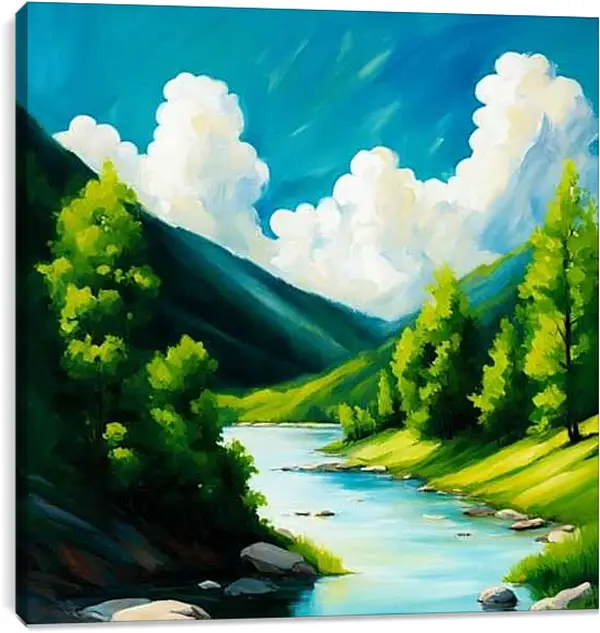 Постер на подрамнике - Утренний пейзаж