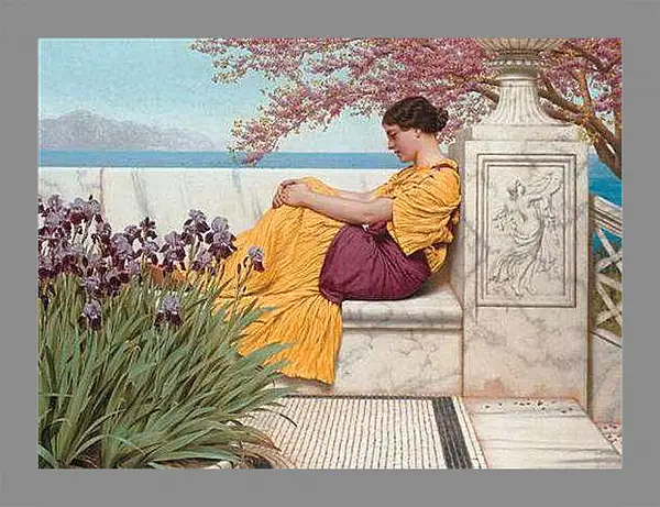 Картина в раме - Under the Blossom that Hangs on the Bough. Джон Уильям Годвард