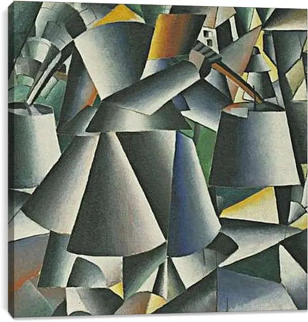 Постер на подрамнике - Женщина с ведрами. Малевич Казимир