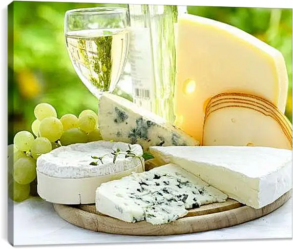 Постер на подрамнике - Ассорти сыров. Сырное изобилие.
