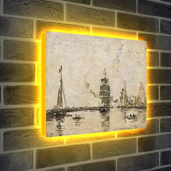 Лайтбокс световая панель - Boats in Trouville Harbor. Эжен Буден