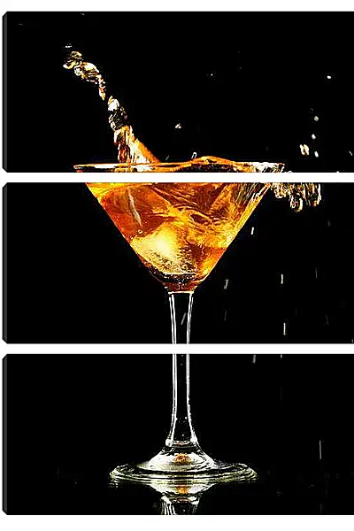 Модульная картина - Всплеск в бокале мартини. Всплеск вкуса.