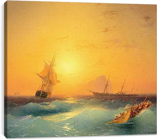 Постер на подрамнике - American Shipping off the Rock of Gibraltar. Иван Айвазовский