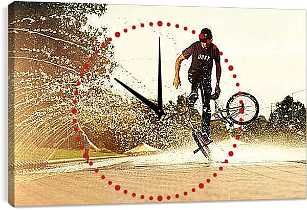 Часы картина - Трюки под фонтаном