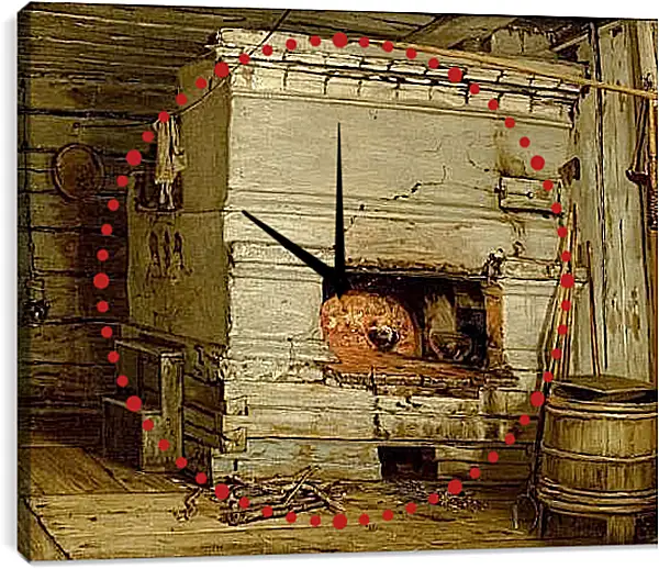 Часы картина - Крестьянская изба. Максимов Василий Максимович