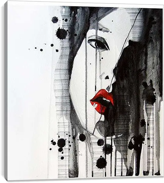 Постер на подрамнике - Абстракция, лицо девушки