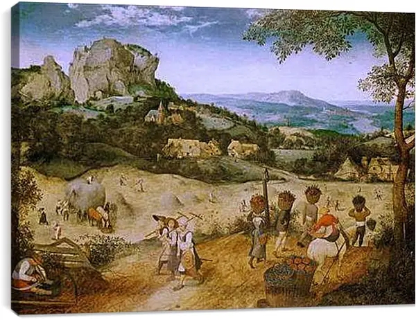 Постер на подрамнике - Сенокос-июль. Брейгель Питер Старший