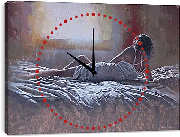 Часы картина - Лежа на кровати. Эротика