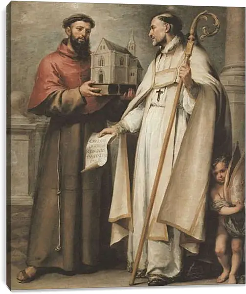 Постер на подрамнике - Св. Леандр и Св. Бонавентура. Бартоломе Эстебан Мурильо