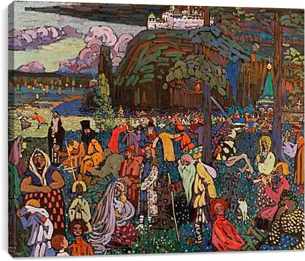 Постер на подрамнике - Пёстрая жизнь. Кандинский Василий