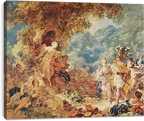 Постер на подрамнике - Rinaldo in the gardens of Armida. Жан Оноре Фрагонар